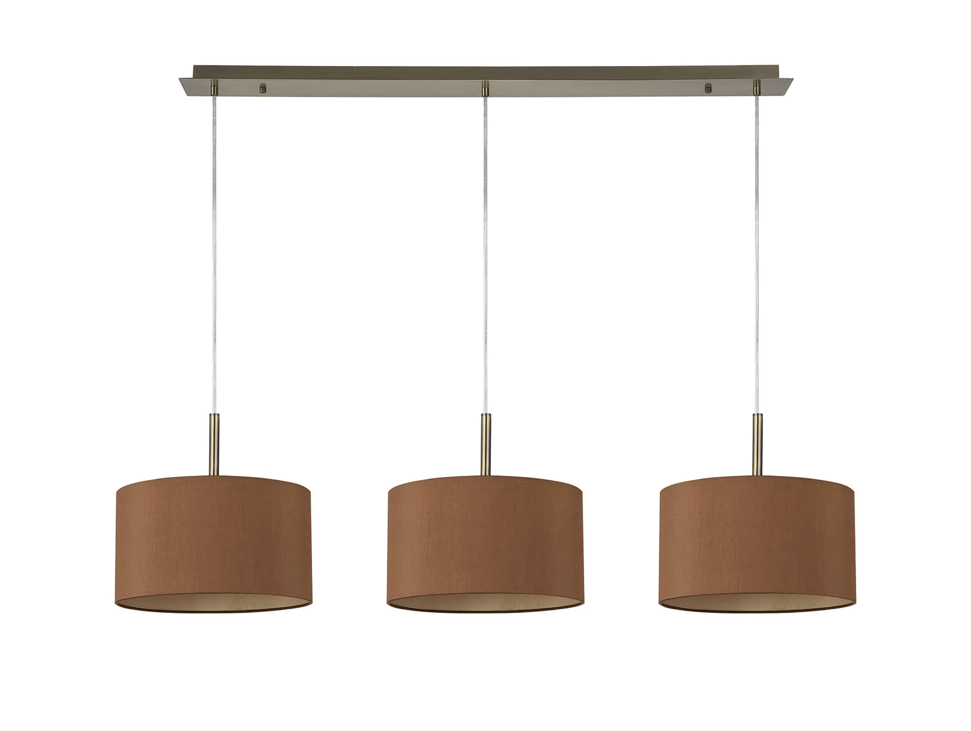 Baymont 30cm Shade 3 Light Pendant Antique Brass, Raw Cocoa/Grecian Bronze DK0572  Deco Baymont AB RC